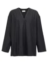 Lemaire Smock Blouse With V-neckline And Chest Pocket In Gray