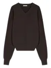 Lemaire Merino Wool Blend V-neck Sweater In Black