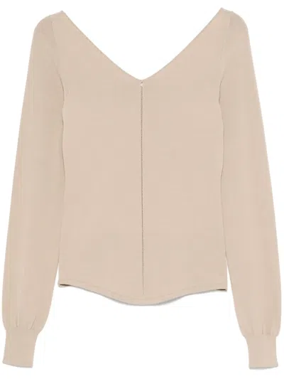 Lemaire V-neck Top In Nude