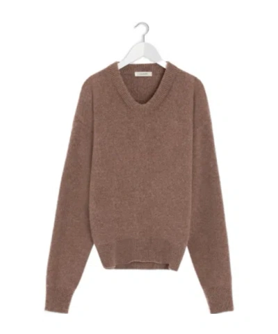 Lemaire V-neck Wool Sweater In Brown