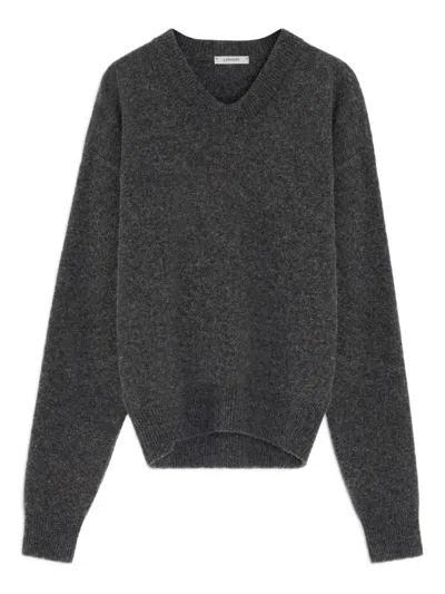 Lemaire Boxy V Neck Sweater In Gray