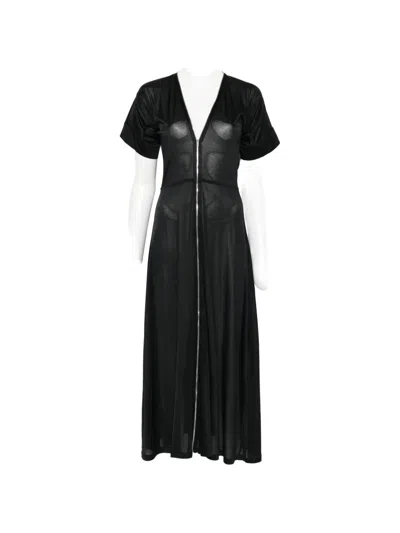 Lemaire V-neck Zipped Midi Dress In Black