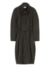 Lemaire Vareuse Raglan-sleeve Drawstring Midi Dress In Black