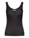 Lemaire Form-fitting Black Ribbed Tank Top With Scoop Neckline