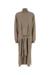 Lemaire Knit Midi Dress With Turtleneck And Belt In Brown