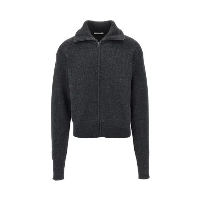 Lemaire Virgin Wool Full-zip Cardigan In Gray