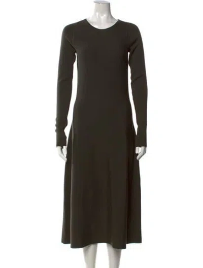 Pre-owned Lemaire Virgin Wool Long Dress In Green