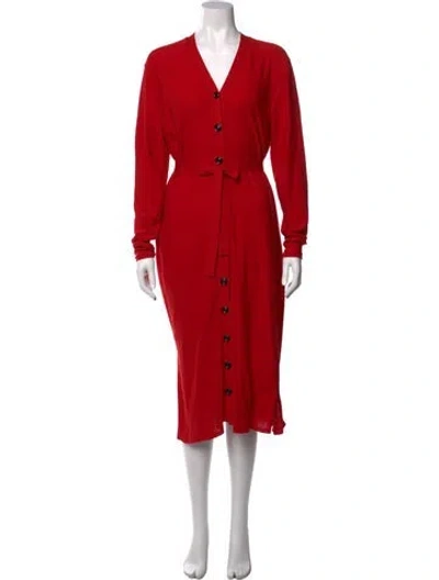 Pre-owned Lemaire Virgin Wool Midi Length Dress In Red