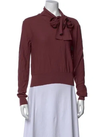 Pre-owned Lemaire Virgin Wool Tie Neck Sweater In Purple
