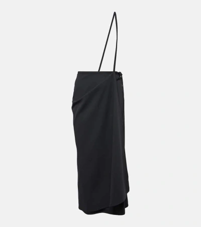 Lemaire Virgin Wool Wrap Skirt In Black