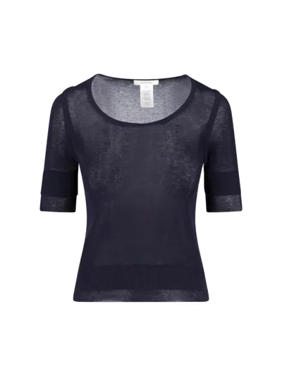 Lemaire Viscose And Silk T-shirt In Blue