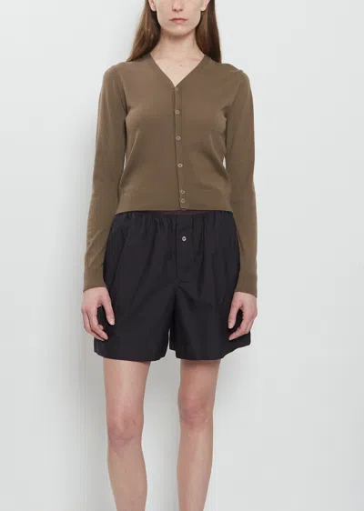 Lemaire V-neck Buttoned Wool Cardigan In Brown