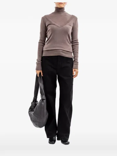 Lemaire V-neck Layered-detail Sweater In Black