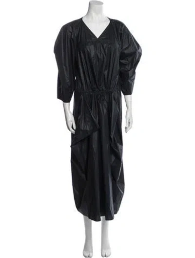 Pre-owned Lemaire V-neck Long Dress In Blue