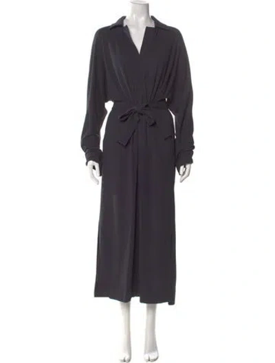 Pre-owned Lemaire V-neck Long Dress In Blue