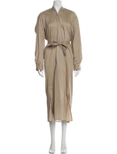 Pre-owned Lemaire V-neck Long Dress In Neutral