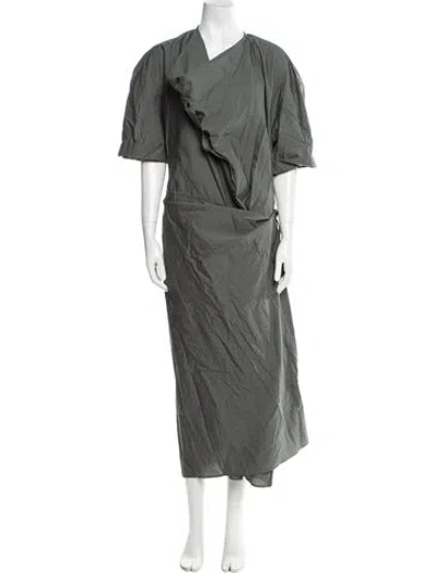 Pre-owned Lemaire V-neck Long Dress W/ Tags In Green