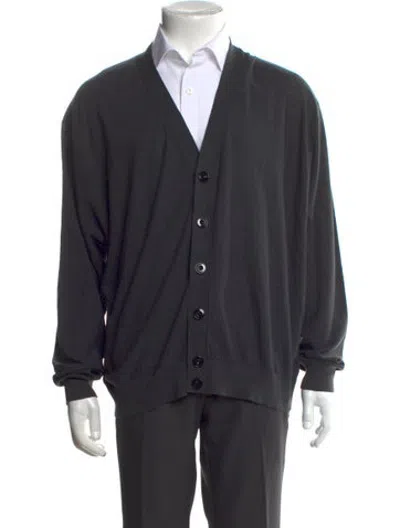 Pre-owned Lemaire V-neck Long Sleeve Cardigan In Black