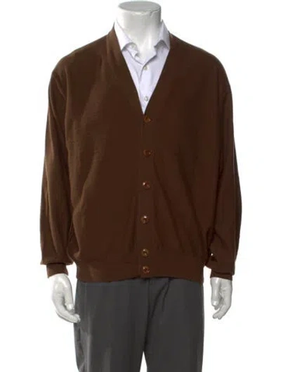 Pre-owned Lemaire V-neck Long Sleeve Cardigan In Brown