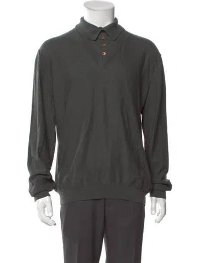 Pre-owned Lemaire V-neck Long Sleeve Polo Shirt In Gray