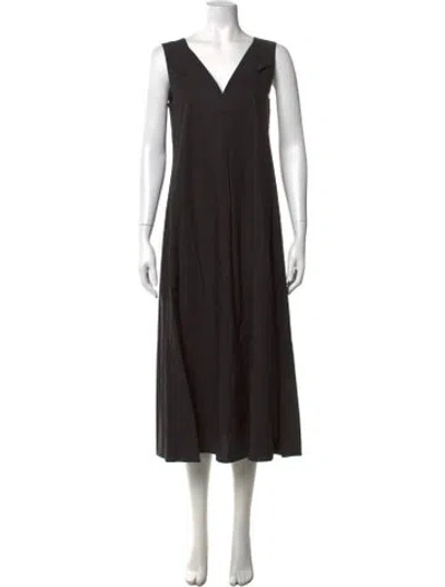 Pre-owned Lemaire V-neck Midi Length Dress In Black