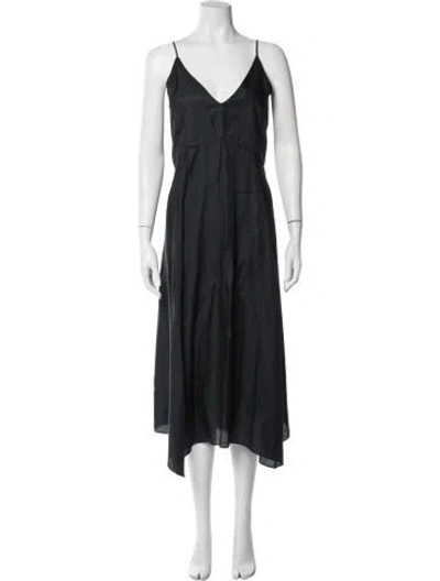 Pre-owned Lemaire V-neck Midi Length Dress In Blue
