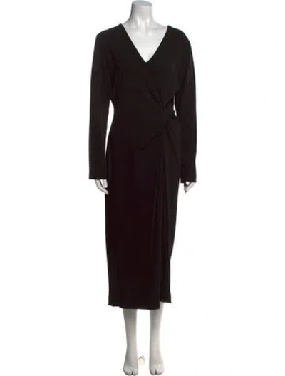 Pre-owned Lemaire V-neck Midi Length Dress In Brown