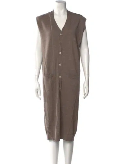 Pre-owned Lemaire V-neck Midi Length Dress In Neutral