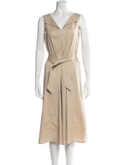 Pre-owned Lemaire V-neck Midi Length Dress In Neutrals