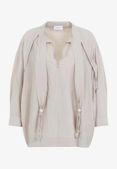 Lemaire V-neck Scarf Blouse In Neutral