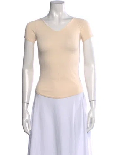 Pre-owned Lemaire V-neck Short Sleeve T-shirt In Neutrals