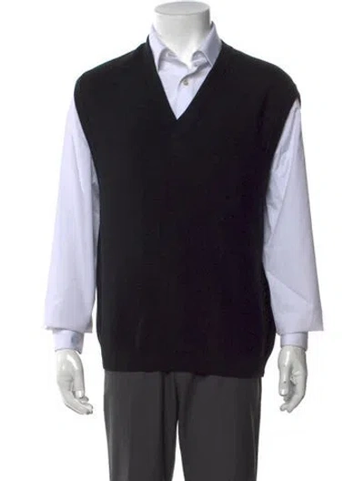 Pre-owned Lemaire V-neck Sleeveless Sweater Vest In Black