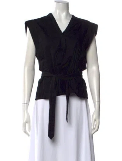 Pre-owned Lemaire V-neck Sleeveless Top In Black