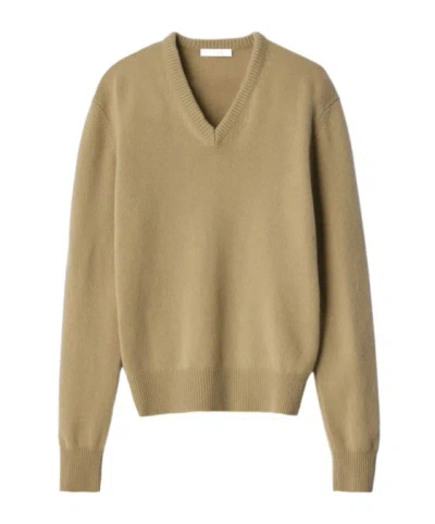 Lemaire V-neck Sweater In Cashmere In Brown