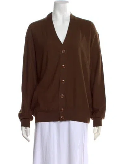 Pre-owned Lemaire V-neck Sweater W/ Tags In Brown