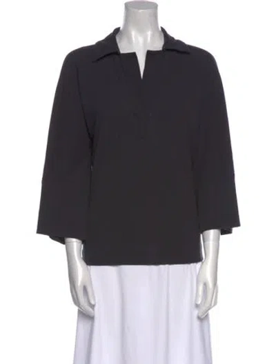 Pre-owned Lemaire V-neck Three-quarter Sleeve Blouse In Black