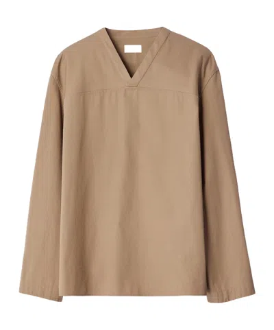 Lemaire V-neck Top In Light Cotton Twill In Neutral