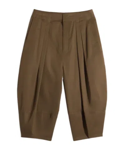 Lemaire Volume Bermudas In Cotton Satin In Brown