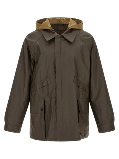 Lemaire Hooded Waterproof Coat Long Sleeve Design In Brown