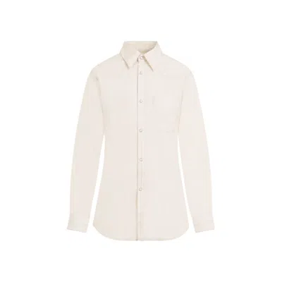 Lemaire Western Fitted Cream Cotton Shirt In Beige