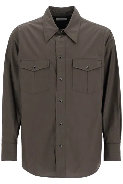 Lemaire Western Shirt With Snap Buttons In Brown