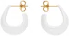 LEMAIRE WHITE & GOLD CURVED MINI DROP EARRINGS