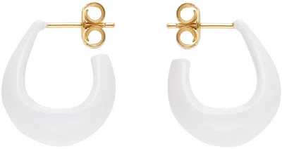 Lemaire White & Gold Curved Mini Drop Earrings In Wh002 Off White