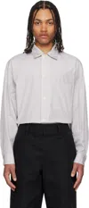 Lemaire White & Taupe Striped Pyjama Shirt In Mu335 Creamy White/t