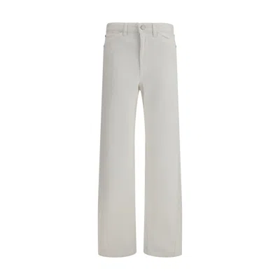 Lemaire White Cotton Casual Pants In Gray
