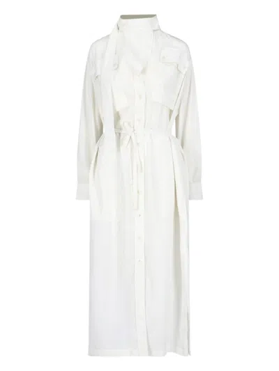 LEMAIRE LEMAIRE WHITE FABRIC MAXI SHIRT DRESS