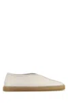 Lemaire Leather Slip On Sneakers With Rubber Sole In White