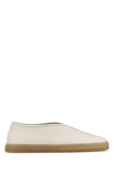 LEMAIRE LEMAIRE WHITE LEATHER LINOLEUM SLIP ONS