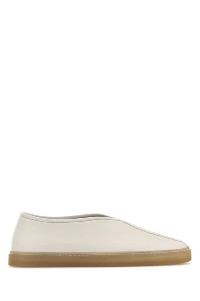 LEMAIRE LEMAIRE WHITE LEATHER LINOLEUM SLIP ONS