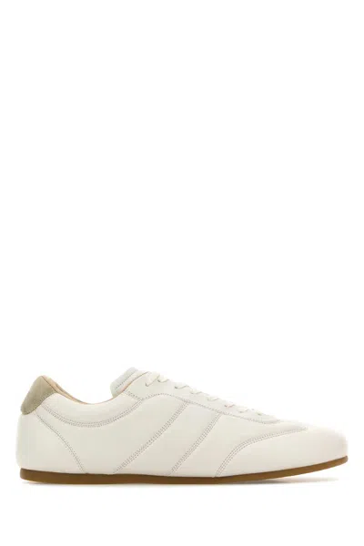 Lemaire Beige Lamb Leather Sneaker In White